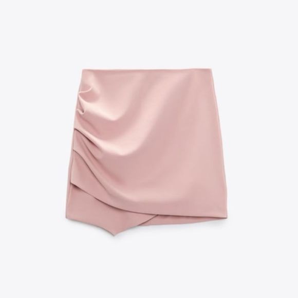 ZARA WOMAN NWT SS22 PALE PINK DRAPED MINI SKIRT 3067/142/029/009 - Picture 5 of 7